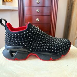 Christian Louboutin Spike Sox Black and Red Sneakers